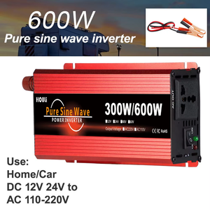 Convertisseur de courant pour voiture HOULI, DC 12V vers AC 220V 300W, onde sinusoïdale pure, convertisseur solaire 600W 24V 110V pour la maison - Product Image 5