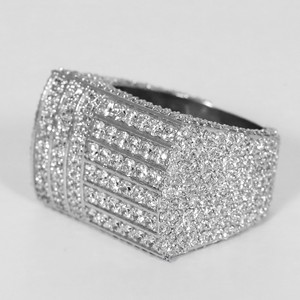 Anillo de diamantes cultivados en laboratorio de oro blanco de 14 quilates, elegante y con estilo, para hombre, ideal para fiestas o bodas. - Product Image 2