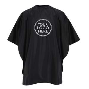 Cape de barbier imperméable noire personnalisée, uniforme en polyester durable - Product Image 2