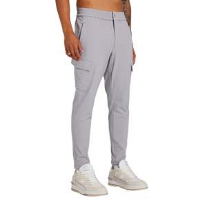 Mens Sleet Grey Slim Fit Tech <b>Cargo</b> <b>Pants</b> with Secure <b>Cargo</b> Pockets, <b>Stretch</b> Fabric, and Minimalist Modern Look - Product Image 4