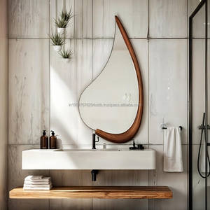 Espejo de Pared de Madera Artesanal KALATRI, Diseño Art Deco Único, Ecológico, Ligero, para Entrada, Baño, Sala de Estar, Minimalista - Product Image 4