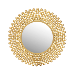 Luxury <b>Gold</b> Plated Metal Beaded <b>Wall</b> <b>Mirror</b> 5mm Thickness Modern Design for Home Decor Wedding Eco-Friendly Handmade <b>Wall</b> - Product Image 1
