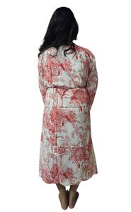 Bata de Baño de Algodón con Estampado Floral Tradicional Hecho a Mano con Cinturón, Talla - 48 pulgadas - Product Image 2