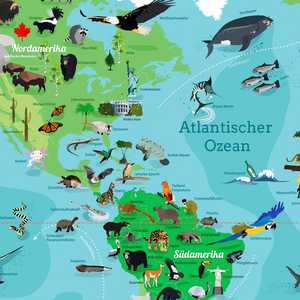 Affiche de la carte du monde XXL pour enfants, grande illustration colorée de notre monde - Product Image 4