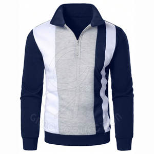 T-shirts de polo de golf à demi-fermetures à glissière avec conception personnalisée T-shirt de polo à manches longues à col rabattu pour hommes - Product Image 2