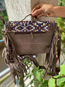 กระเป๋าหนังโบฮีเมียนสไตล์ตะวันตกแบบโบฮีเมียนกระเป๋าถือมีพู่กระเป๋าผ้าแจ็คการ์ด - Product Image 5