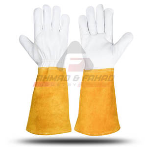 Industrial Gloves Heavy Duty Work Gloves Cow Split Leather Front <b>Back</b> Cloth Leather Welding Gloves - Product Image 3