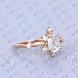 1.25 tcw แหวนเพชรโมอิสฮาโลสำหรับผู้หญิงแหวนหมั้นของขวัญวันเกิดสำหรับผู้หญิง - Product Image 2