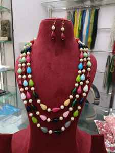 Nouveaux bijoux indiens perles longue pierre de verre goutte Mala haute qualité verre multicolore perles à la main produit en vrac collier - Product Image 5