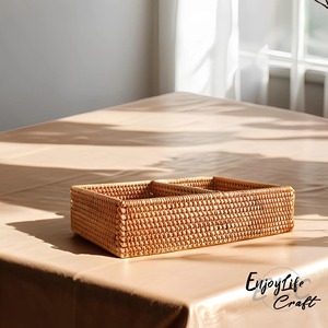 Cestas de Almacenamiento Ovaladas Multifuncionales Modernas y Ecológicas Hechas a Mano con Ratán Natural de Dos Compartimentos Artex Green Earth, Hechas en Vietnam - Product Image 4