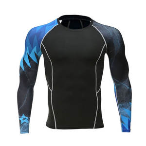 T-shirt de compression en jersey pour homme grande taille, extensible, lavé, à séchage rapide, manches longues, sublimé, protection contre les éruptions cutanées, vêtements d'entraînement - Product Image 3