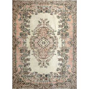 Alfombra Vintage de Lana 9x12, Roja y Naranja, Anudada a Mano, con Medallón Rectangular, Patrones Abstractos de Rompecabezas, para Entrada, Pasillo, Hogar - Pae-2940 - Product Image 1