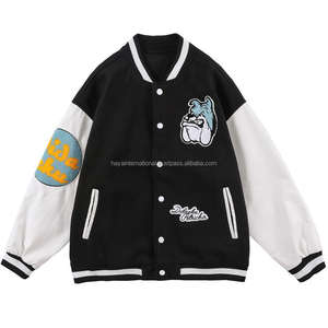 Fabricant OEM, veste universitaire de baseball à manches en cuir avec broderie en chenille pour hommes - Product Image 1