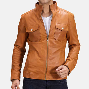 Veste coupe-vent d'hiver en toile en cuir de mouton personnalisée pour hommes avec logo à l'avant de haute qualité, écologique et respirante - Product Image 6