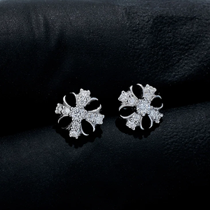 925 Silver Pavé Moissanite Lightweight Hoops - Product Image 3