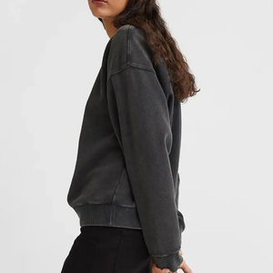 Sudadera de mujer de gran tamaño con estampado bordado personalizado, precio al por mayor, ropa de invierno, sudaderas transpirables de lana de algodón de Color sólido - Product Image 5