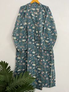 ชุดเดรสยาวสีเทาลายใบไม้สำหรับงานปาร์ตี้ jaipuri ใส่สบายน้ำหนักเบา - Product Image 6