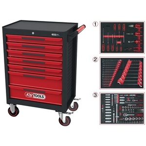 KS <b>TOOLS</b> ECOline 7-<b>Drawer</b> <b>Tool</b> Trolley 300kg Capacity 215-Piece Set Sheet Steel - Product Image 3