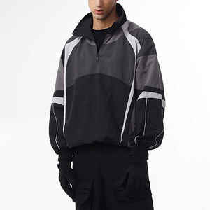Slim Fit Soft Stretch 100% Polyester Color Block Windbreaker <b>Jacket</b> Jogging Sportswear Nylon Tracksuit for Men's KIT-N-FIT SPORT - Product Image 4