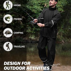 Trajes de lluvia de poliéster unisex personalizados Ropa impermeable transpirable con características ajustables Etiquetas de logotipos personalizados y marca - Product Image 5
