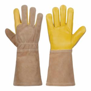 Gants de soudage TIG en gros, respirants, écologiques, à manches longues, avec poignets ajustables, en cuir de chèvre et de vachette de qualité supérieure, durables et sécuritaires - Product Image 1
