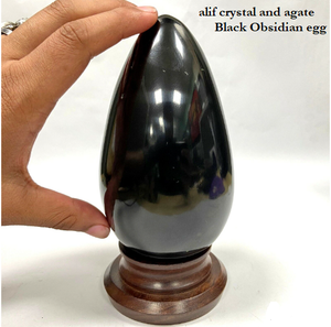 Œuf en obsidienne noire naturelle de qualité supérieure, vente chaude, cristal de guérison minérale, décoration intérieure - Product Image 3