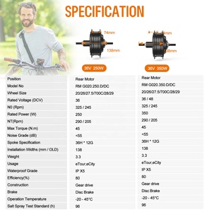 Комплект колес для электровелосипеда 20, 26, 27.5, 28, 29 дюймов: мотор-колесо, синусный контроллер, ЖК-дисплей, 250 Вт, 500 Вт, 750 Вт - Product Image 3