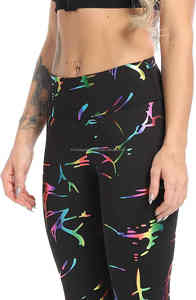 Pantalones de entrenamiento de Yoga para gimnasio de cintura media para mujer, mallas deportivas informales de secado rápido transpirables, mallas estampadas por sublimación - Product Image 4