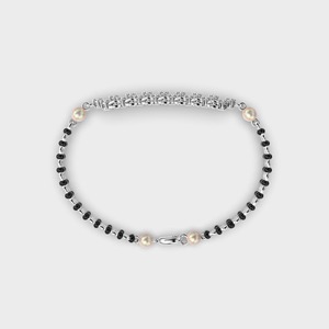 Pulsera Mangalsutra con Perlas y Diamantes Cultivados en Laboratorio, Corte Brillante Redondo, Certificados por IGI, en Oro Amarillo/Blanco/Rosa de 9K - Product Image 2