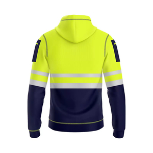 Sudadera de Seguridad Reflectante de Alta Visibilidad Unisex, Ropa de Trabajo de Poliéster con Franjas Amarillas Neón, Bolsillos, Impermeable y Resistente al Viento - Product Image 2