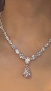 Lab Grown Diamond Pear Drop <b>Necklace</b>, Pear Diamond Bridal <b>Necklace</b>, Luxury Wedding Jewelry Gift - Product Image 6