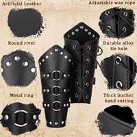 Protège-bras en simili cuir noir avec boucles et design à lacets pour accessoires de costume de cosplay, vêtements unisexes pour adultes