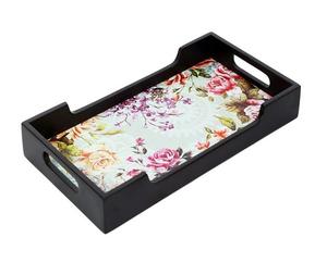 Atractiva bandeja redonda de MDF rosa con estampado floral multicolor pintado | Bandeja decorativa para servir alimentos Bandeja de madera Utensilios de cocina de f s i - Product Image 5