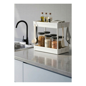 Étagère de rangement à quatre niveaux pour évier, organisateur en plastique pour la cuisine et la salle de bain, pour les produits de nettoyage, empilable, design minimaliste et écologique - Product Image 3