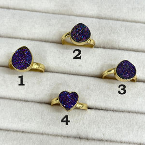 แหวนเงินสเตอร์ลิง925ดรูซี่ธรรมชาติทำด้วยมือสไตล์โบโฮปรับได้3สีสำหรับงานแต่งงานแหวนพลอยธรรมชาติทำจากไทเทเนียมดรูซี่ - Product Image 1