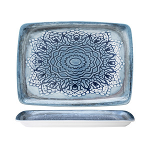 Bandeja Rectangular Gural Blue Voyage con Impresión Digital, Porcelana Nueva, 31 x 23 cm, Suministros para Restaurantes, Vajilla para Catering, Venta al por Mayor - Product Image 1