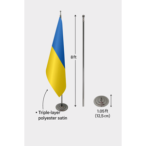 Drapeau d'intérieur officiel de l'Ukraine, impression numérique, drapeau mondial avec logo personnalisé, drapeau de voiture d'intérieur, mât en aluminium, matériau polyester - Product Image 6