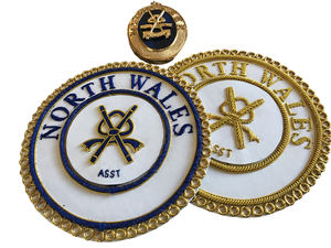 Venta caliente Masonic Regalia Insignias Bordado hecho a medida Lingotes de oro Delantal Insignias - Product Image 5