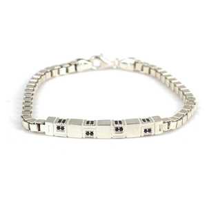 925 Sterling <b>Silver</b> Labyrinth Pattern Cube Chain <b>Bracelet</b> with Onyx Stone Crystal <b>Bracelets</b> & <b>Bangles</b> - Product Image 1