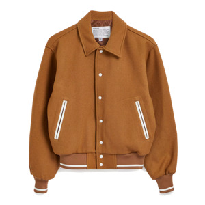 เสื้อแจ็กเก็ตผู้ชายสไตล์โบลสันผ้าฟลีซเบสบอลบอมเบอร์ปักด้วยหนังคุณภาพสูง - Product Image 1