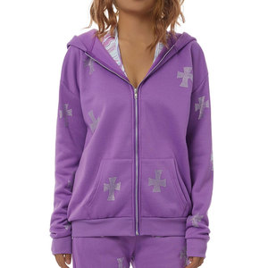 Sweats à capuche en strass pour femmes de qualité supérieure vêtements pour adultes prix bon marché sweats à capuche respirants anti-rides pour femme avec logo personnalisé/dessins - Product Image 1