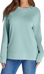 2025 Custom High Quality Embroidery Private Logo Crewneck Sweatshirt for Women Winter Short <b>Split</b> Hem Tops with Solid Pattern - Product Image 5
