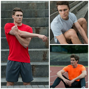 100% coton Gym T-Shirt séchage rapide Compression entraînement Tee pour hommes à manches courtes Polyester Spandex élasthanne Fit solide Logo Design - Product Image 3