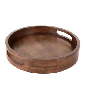 Handmade Wooden Trays Premium Craftsmanship, Custom Sizes for Gift, Display & Food Use Round Shaped Trays Hot Selling - Product Image 1