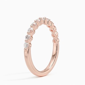 14K oro media eternidad chapado en oro rosa compartir punta laboratorio cultivado diamante banda joyería fina para su boda banda joyería de moda - Product Image 2