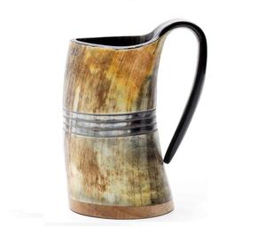 Chope Viking artisanale de style ange, corne de buffle naturelle sculptée, verre, salle à manger, mug, option économique à bas prix - Product Image 2