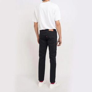 กางเกงยีนส์สีดำทรงตรงเข้ารูปสำหรับผู้ชายกางเกงผ้ายืดเอวสูงปานกลางแนวสตรีทลำลองพร้อมโลโก้ที่กำหนดเอง - Product Image 4