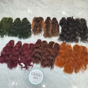 ช่อผมมนุษย์เวียดนามพร้อมที่ปิดผมตรงสีเขียวเข้ม - Product Image 3