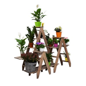 Étagère à plantes et fleurs en bois naturel avec rangement pour salon - Product Image 6