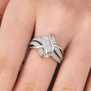 แหวนทองคำขาวประดับเพชร14K สีขาวเงินแท้ tishya แหวนแต่งงานวินเทจของผู้หญิงของขวัญงานหมั้นของขวัญวันครบรอบ - Product Image 5